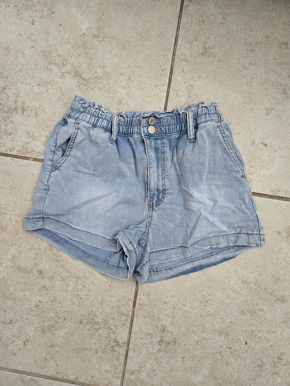 SO Womens/Teen Small Light Blue Elastic-Waist Denim Shorts
